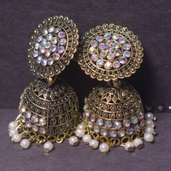 Brass Kundan Jhumka