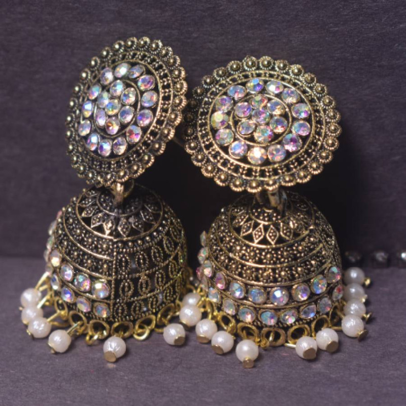 Brass Kundan Jhumka