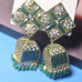 Gold Plated Green Square Jhumka
