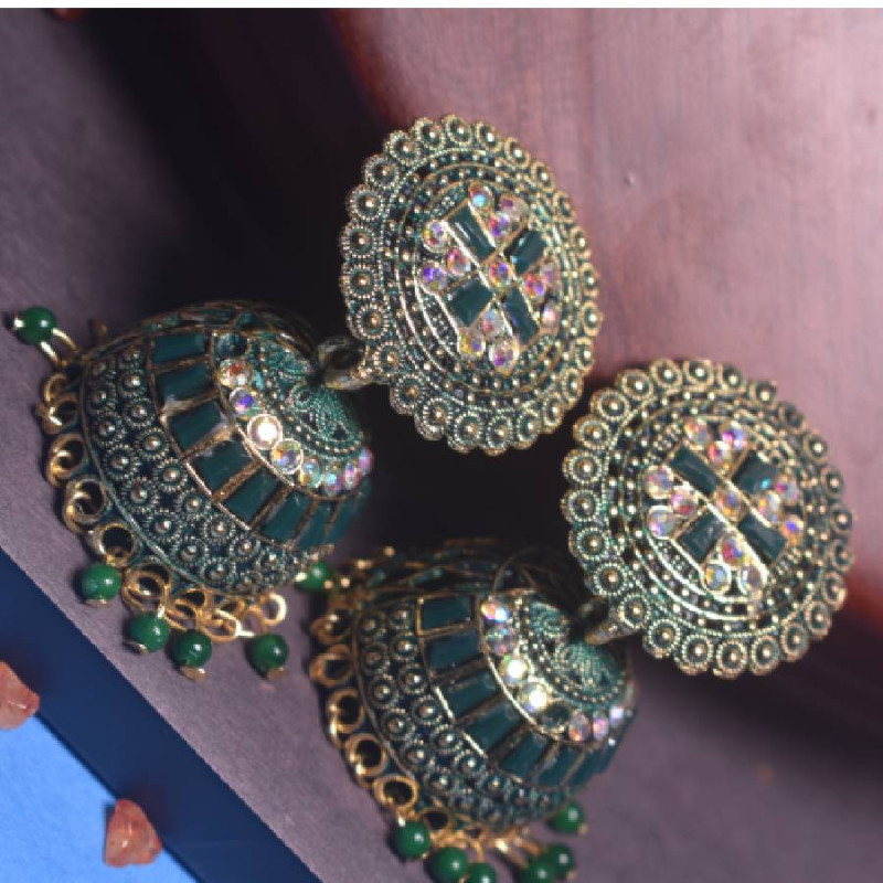 Green Kundan Jhumka