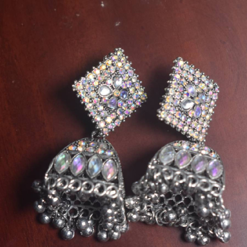 Silver Meenakari Jhumka