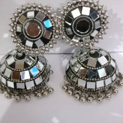 Black Mirror Oxidized Black Metal Jhumka