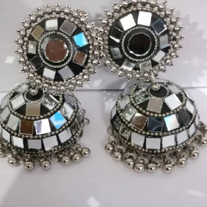Black Mirror Oxidized Black Metal Jhumka