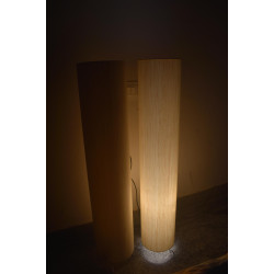 AMDHOME Off-White Round Cotton Shade Floor Lamp with Wood Base