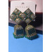 Gold Plated Green Square Jhumka