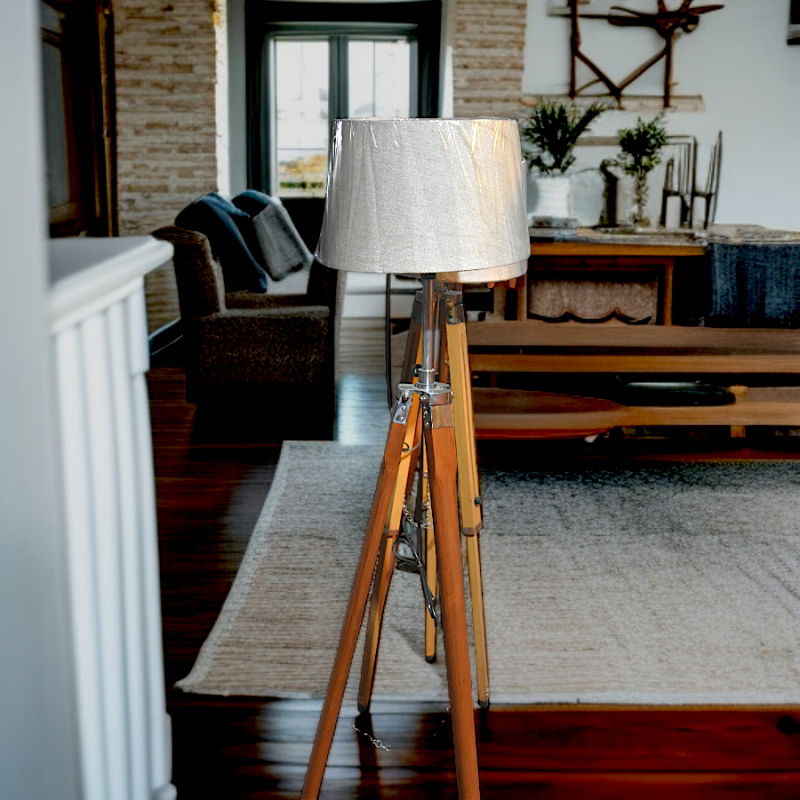 Wooden Tripod Floor Lamp