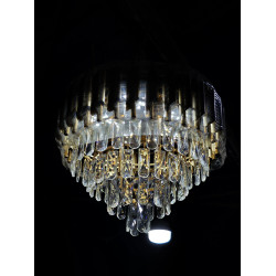 Modern Crystal Chandelier Gold, 500mm Round Chandeliers for Dining Room K9 5 Tiers Ceiling Pendant Light Fixtures Golden Large Raindrop Flush Mount, for Foyer Living Room Staircase