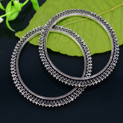 Silver Oxidized Jaali Bangle