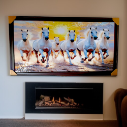 7 running horse vastu wall painting white horses