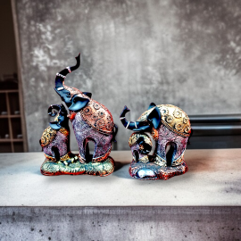 Elephant Pair Showpiece Statue Figurines Idol
