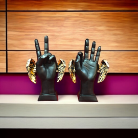 Golden Wings of Expression – Artistic Hand Sculp..