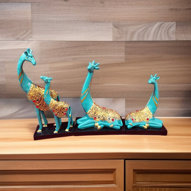 Turquoise Grace – Ornate Giraffe Figurine Set Turquoise Grace – Ornate Giraffe Figurine Set