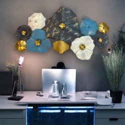Multicolour Flower Metallic Wall Art